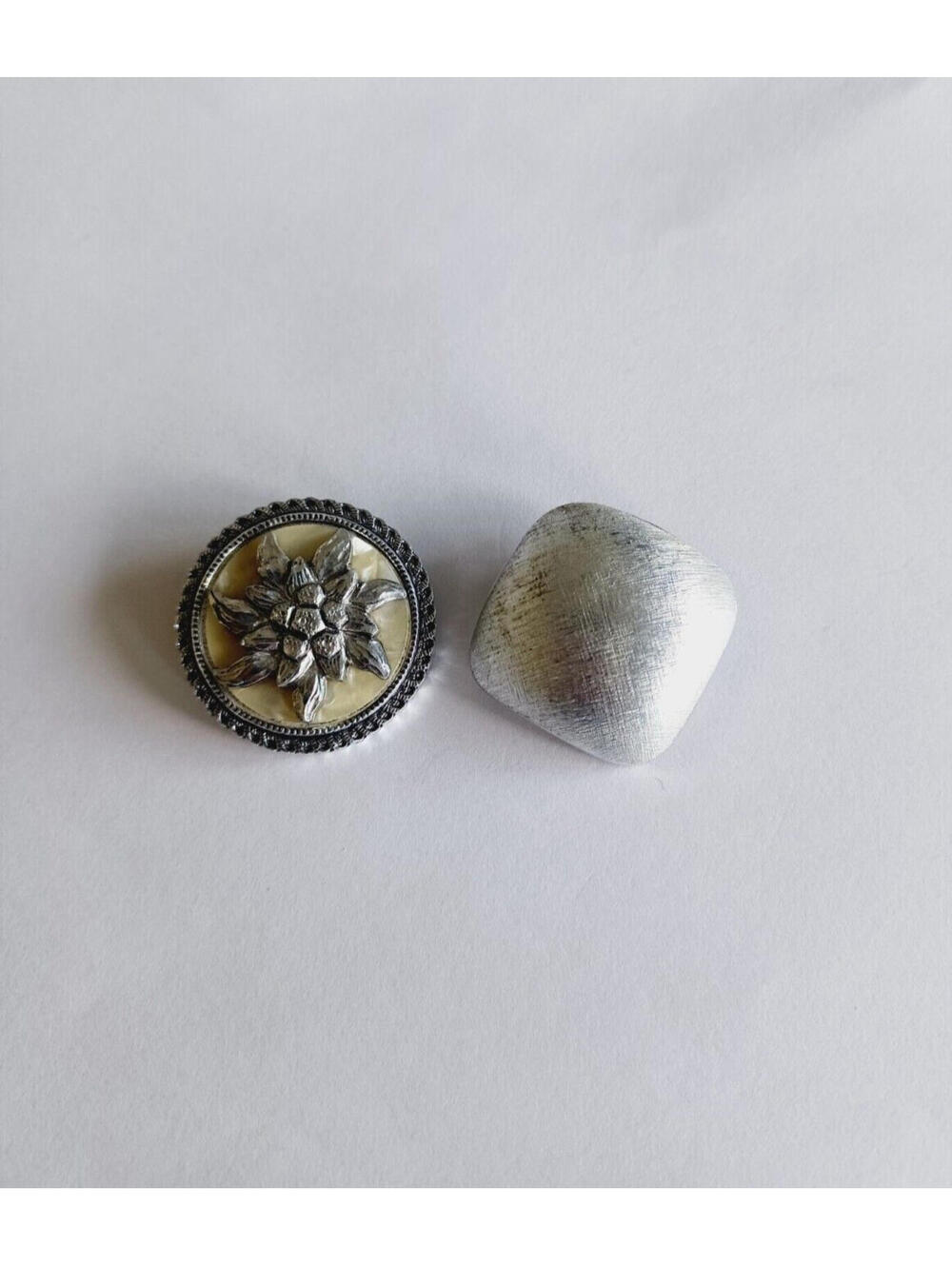 Western Germany Scarf Dress Clip Edelweiss Flower & Solid Silver Scarf Clip Set
